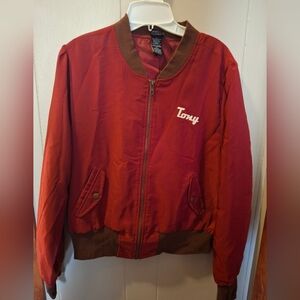 Avengers - Tony Red Bomber Jacket with Brown Accents